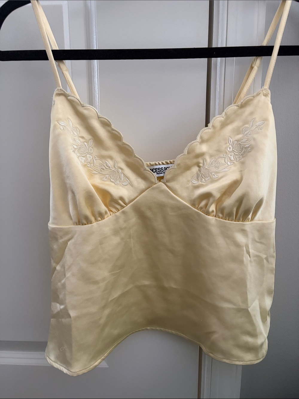 Princess Polly Aruba Satin Embroidered Cami Lemon